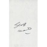 Music Beatles Producer George Martin signed 4 x 3 inch white card. Good condition. All autographs