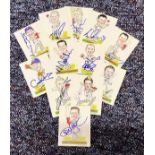 Cricket England Ashes 2005 collection 12 signed 3x3 Caricature colour cricket cards includes Michael