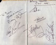 Music The Troggs signed page folded neatly in middle date 1985 Apollo Theatre. Includes Reg