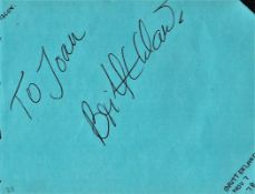 James Bond Britt Ekland signed autograph album page to Joan with Johnnie Ray on back. Good