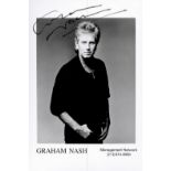 Graham Nash signed 6x4 black and white promo photo. Graham William Nash OBE (born 2 February 1942)