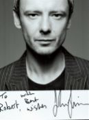 Life On Mars, John Simm signed and dedicated 6x4 black and white photograph made out to Robert. Simm