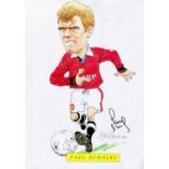 Paul Scholes signed Manchester United 12x8 colour caricature image also signed by the artist Bob