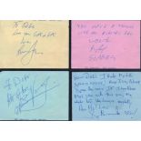 Music The Damned, four autograph album pages signed by Rat Scabies, Roman Jugg, Dave Vanian, Brynn