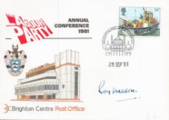 Roy Mason MP former Defence Secretary signed 1981 Labour Party conference cover. Good condition. All