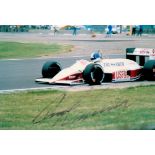 F1. Derek Warwick Handsigned 6x4 Colour Photo. Photo shows Warwick in his F1 car on the Racetrack.