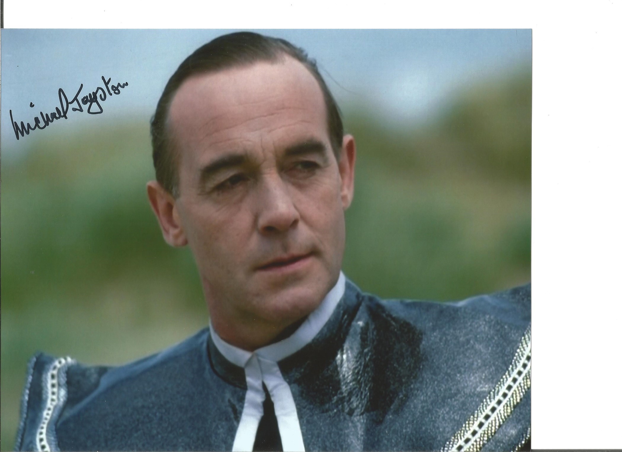 Micheal Jayston signed 10x8 colour photo. Taken during his time on Doctor Who the Trial of a Time