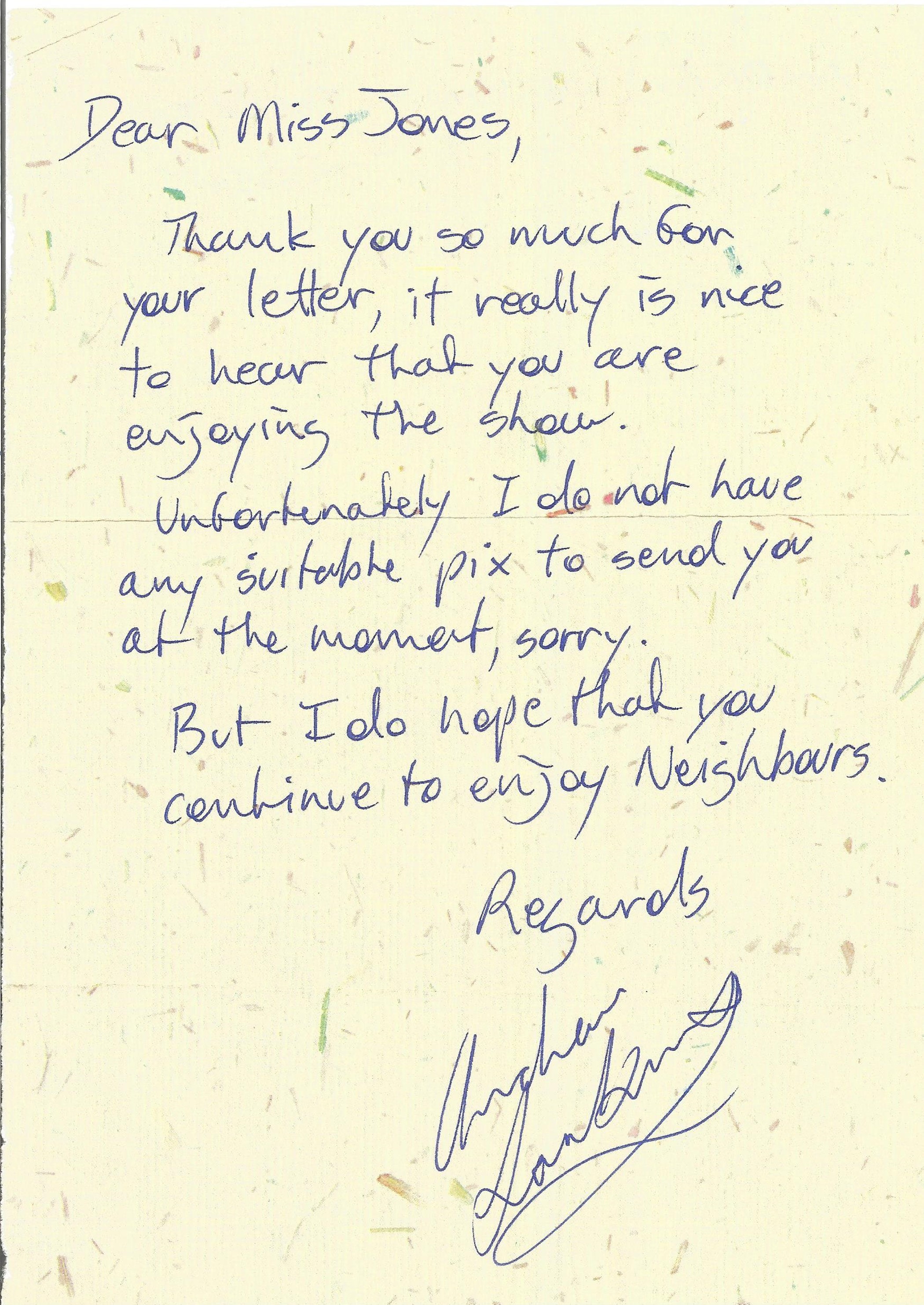 Actor Andrew Larkin Neighbours handwritten signed letter, Actor Bill Tarmey Coronation Street - Image 6 of 6