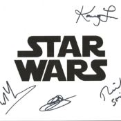 Star Wars photo signed by four actors inc Richard Stride, Kamay Lau, Michael Henbury. Good