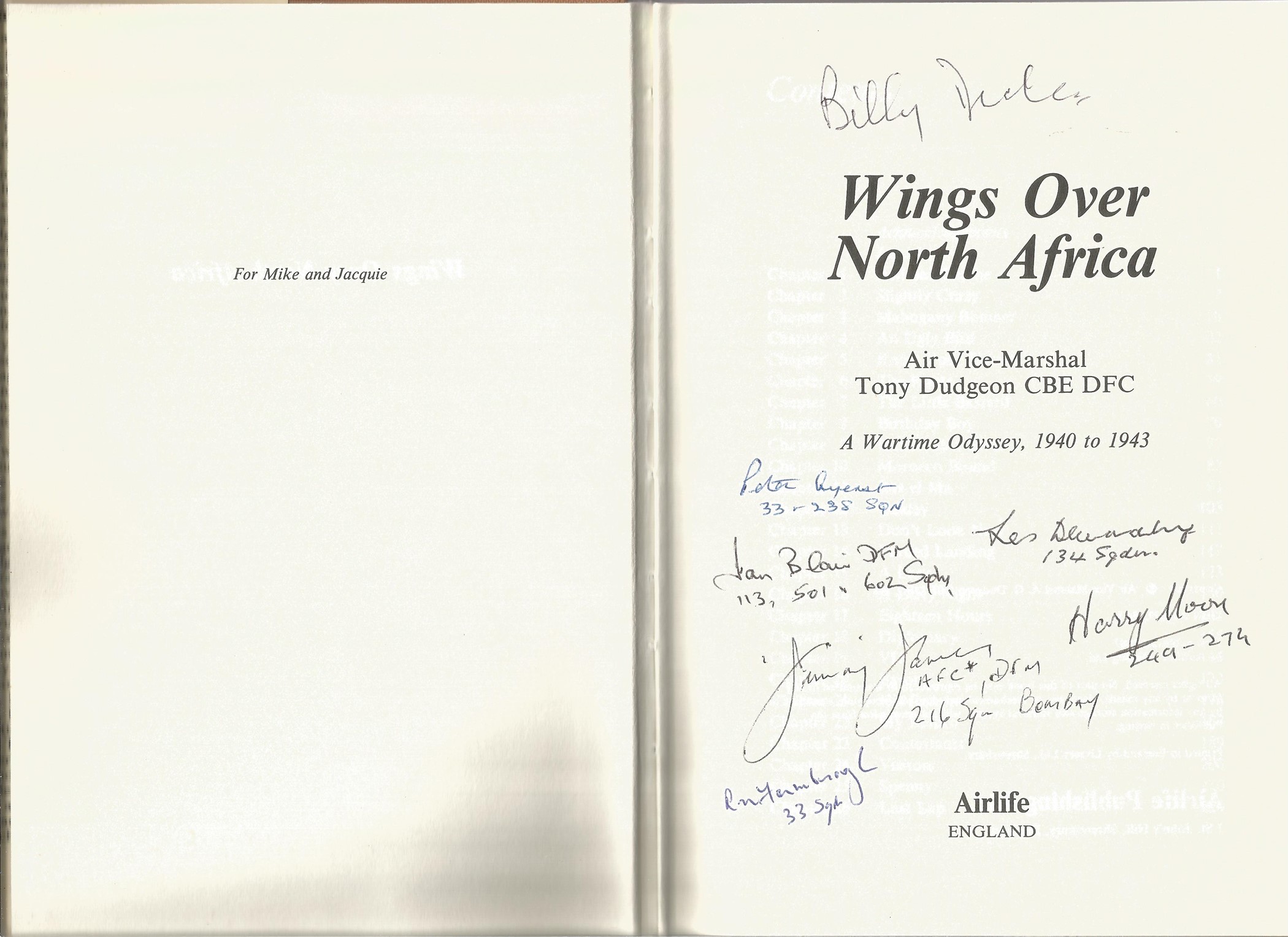 Air Vice Marshal Tommy Dudgeon. Wings Over North Africa. A WW2 First Edition Multi Signed hardback - Image 2 of 6