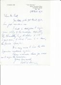 Wing Commander Peter Dobson DSO DFC AFC signed hand written ALS dated 17th April 1972, in response