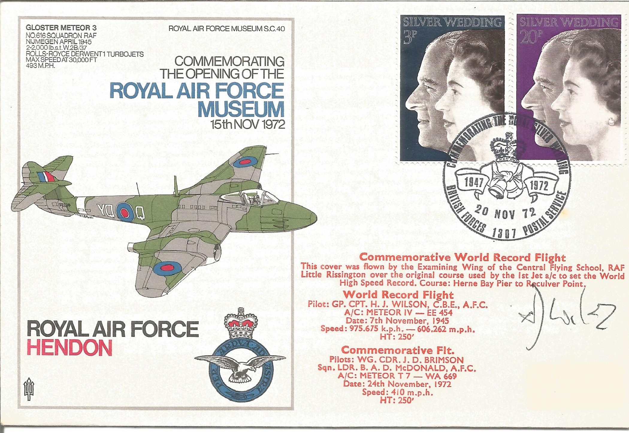 Grp Cpt H. J. Wilson CBE AFC signed FDC Commemorating the Opening of the Royal Air Force Museum 15th