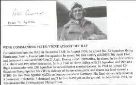 Wing Commander Peter Vigne Ayerst WW2 Fighter Ace Small Signature Piece ST071. Good condition. All