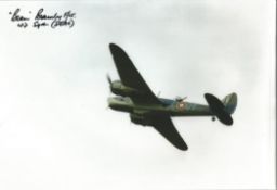 WW2 Flt Lt Brian Bramley 42 sqn SEAC signed 10 x 8 inch colour photo of bomber in flight. Good