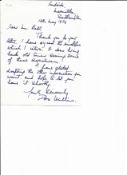 Wing Commander James Donald Wakefield Willis AFC Queens Commendation signed ALS in response to Mr