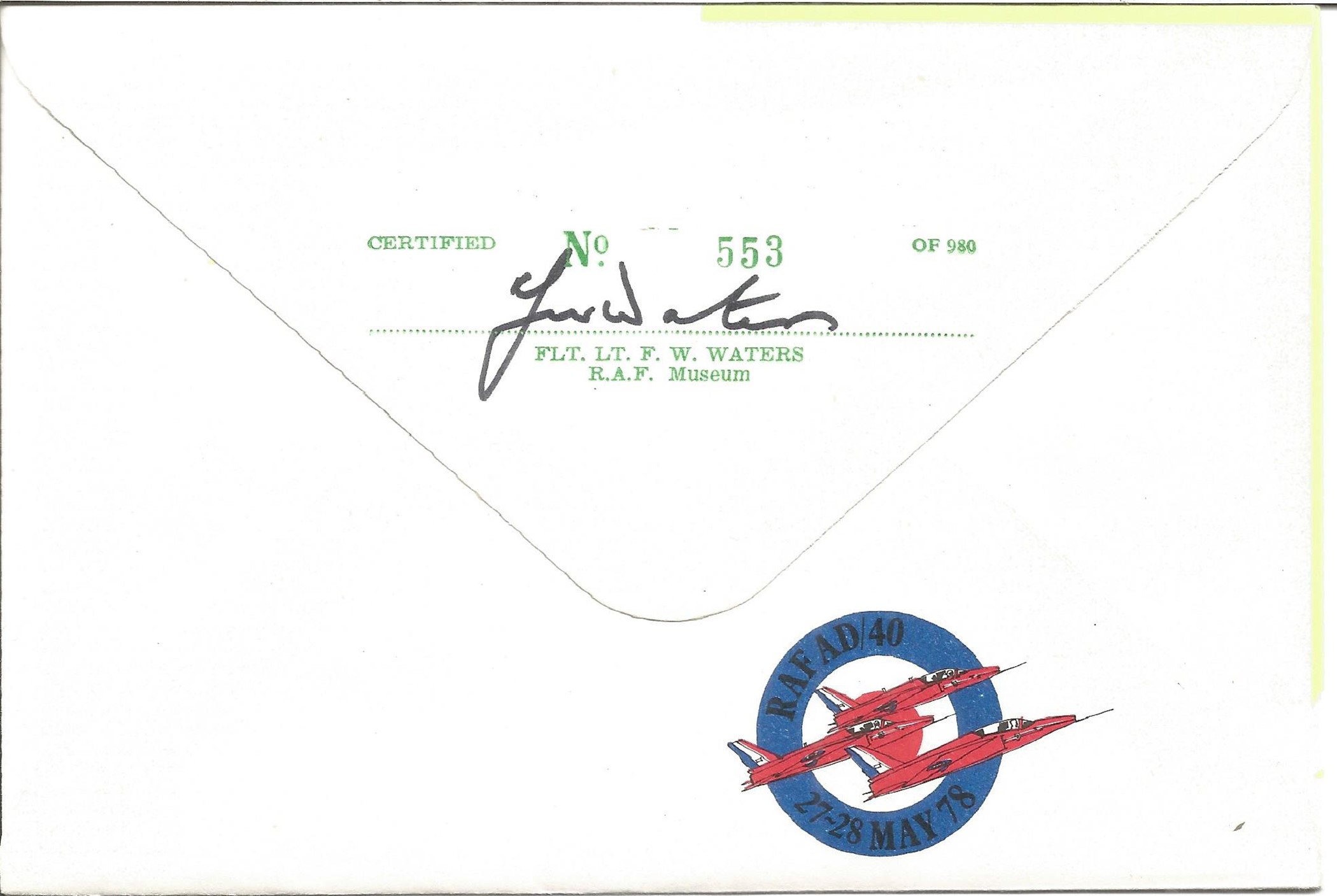 The Turbulents Bassingbourn Anglo American Air Festival 27 28 May 1978 signed RAF cover No 553 of - Image 2 of 2