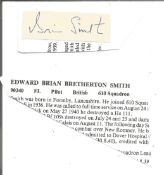Edward Brian Bretherton Smith WW2 Pilot Small Signature Piece 6. 5x2cm ST148. Good condition. All