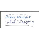 Ricky Wright And W. J. 'Sticks' Gregory WW2 Pilots Signature Piece 4x1. 5cm ST165. Good condition.