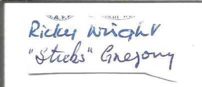 Ricky Wright And W. J. 'Sticks' Gregory WW2 Pilots Signature Piece 4x1. 5cm ST165. Good condition.