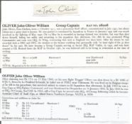 Gp Capt John Oliver William Oliver WW2 Fighter Pilot Small Signature Piece ST081. Good condition.