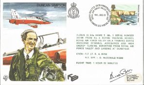 Duncan M. S. Simpson OBE CEng FRAeS signed Duncan Simpson FDC No. 7 of 1000. Flown in Bae Hawk T Mk1