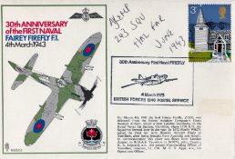 A. Kemp 243 Sqn signed FDC 30th Anniversary of the First Naval Fairey Firefly F. 1. 4th March