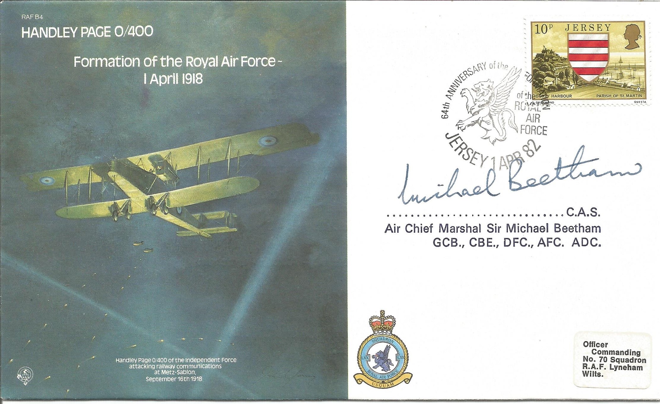 Air Chief Marshal Sir Michael Beetham GCB CBE DFC AFC ADC signed FDC Formation of the Royal Air