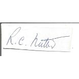 R. C. Hutler WW2 Pilot Small Signature Piece Approx 6x2cm ST164. Good condition. All autographs come