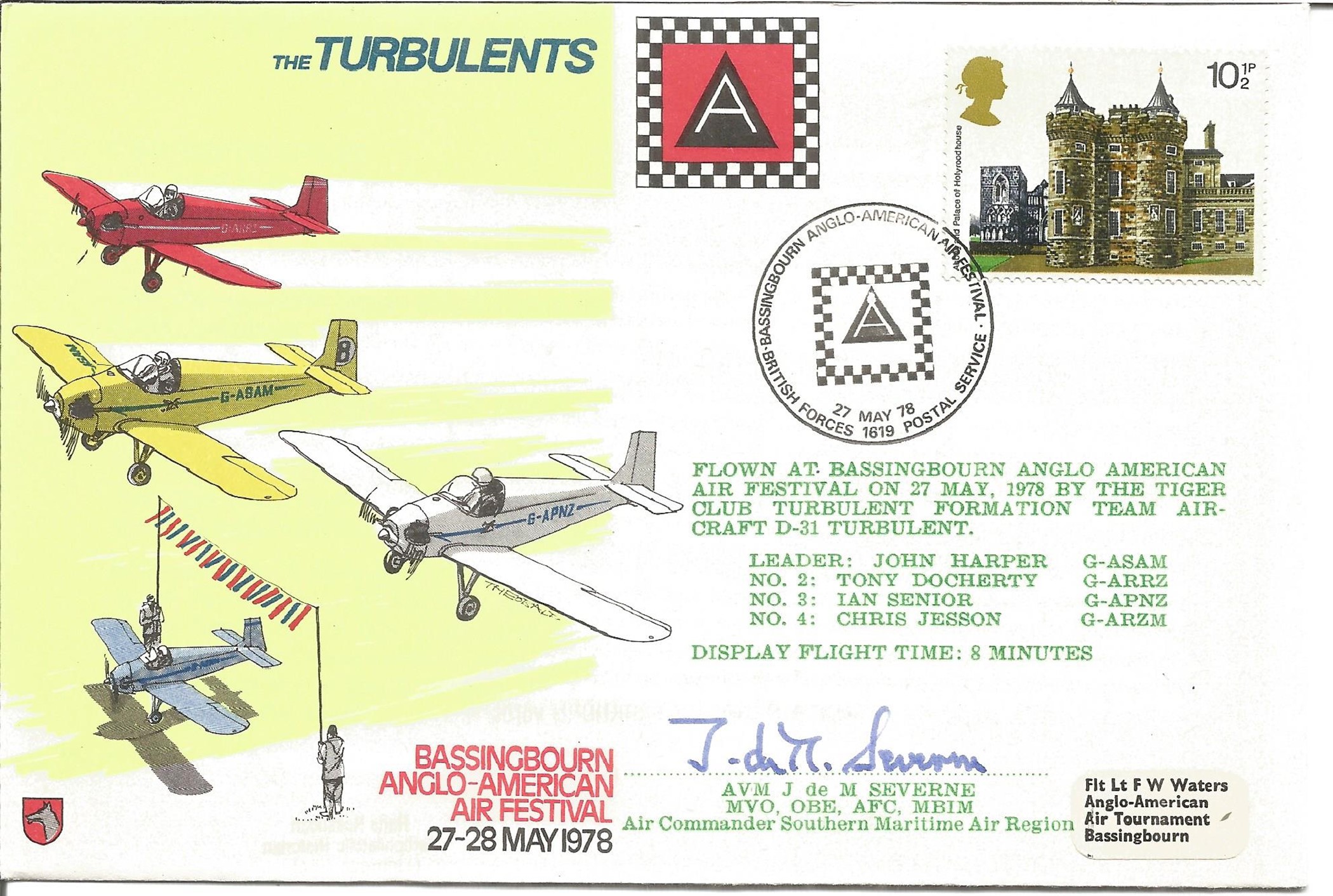 The Turbulents Bassingbourn Anglo American Air Festival 27 28 May 1978 signed RAF cover No 553 of