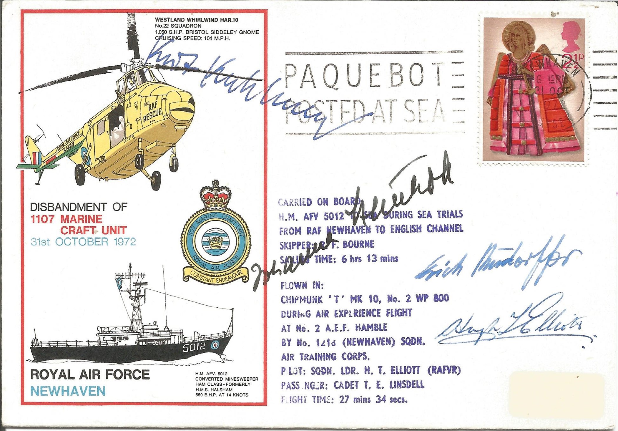 Great War ace Lord Balfour of Inchrye Flt Lt T. H. S. Nash, Fl Off D. M. Terry signed FDC No. 43 Sqn - Image 2 of 3