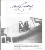 Plt Off W. R. Lindsay WW2 Pilot Small Signature Piece Approx 7x3cm ST131. Good condition. All
