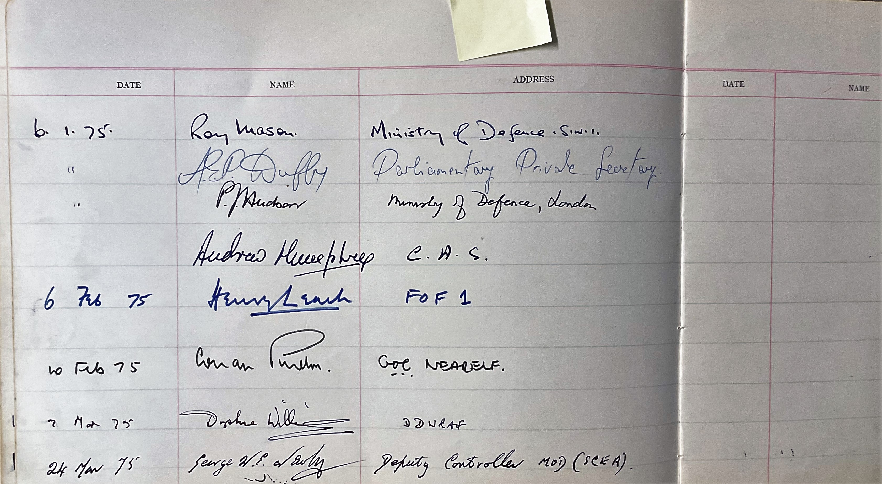 Visitors Book With Many Signatures from Military to FBI Personnel. Signatures include Sir Charles - Image 5 of 5