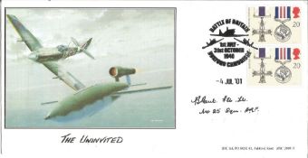 BOB pilot Flt Lt B Bent 25 sqn signed The Uninvited unflown FDC No. 41 of 50. The Griffon engined