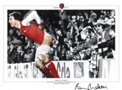 Football, Sammy Nelson signed 16x12 colourised photograph pictured during Arsenal vs. Coventry, 1979