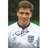 Football Tony Cottee 12x8 Signed Colour Photo Pictured On England Duty. Good condition. All