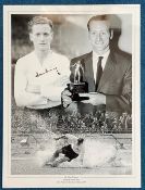 Football Tom Finney signed 16x12 Preston North End black and white montage photo. Good condition.