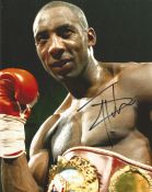 Boxing Johnny Nelson 10x8 Signed Colour Photo Pictured Celebrating After Defending His Wbo