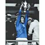 Football John Greig signed 16x12 colourised photo pictured during his playing days with Rangers in