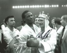Boxing Colin Jones 10x8 signed black and white photo pictured after his world title fight with Don
