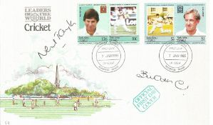 Cricket Neil Taylor and Bill Athey signed Cricket Leaders of the World FDC pm Nukulaelae Tuvalu 8