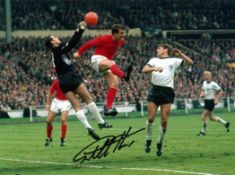 Football, Sir Geoff Hurst signed 16x12 colour photograph pictured during his famed hat-trick game