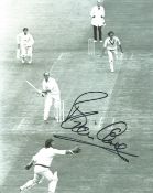 Cricket Brian Close 10x8 Signed B/W Photo Pictured In Action For England Against Australia. Good