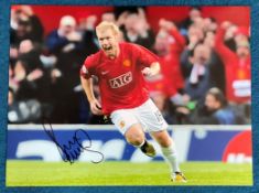Football Paul Scholes signed 16x12 Manchester United colour photo. Good condition. All autographs