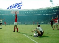 Football, Sir Geoff Hurst signed 16x12 colour photograph pictured during his famed hat-trick game