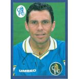 Football. Chelsea. Gus Poyet Signed Official Chelsea FC player mounts. 6x5 inches in size. Good