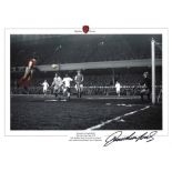 Football, John Radford signed 16x12 colourised photograph pictured as he heads Arsenals seconds goal