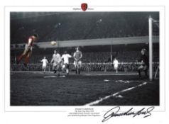 Football, John Radford signed 16x12 colourised photograph pictured as he heads Arsenals seconds goal