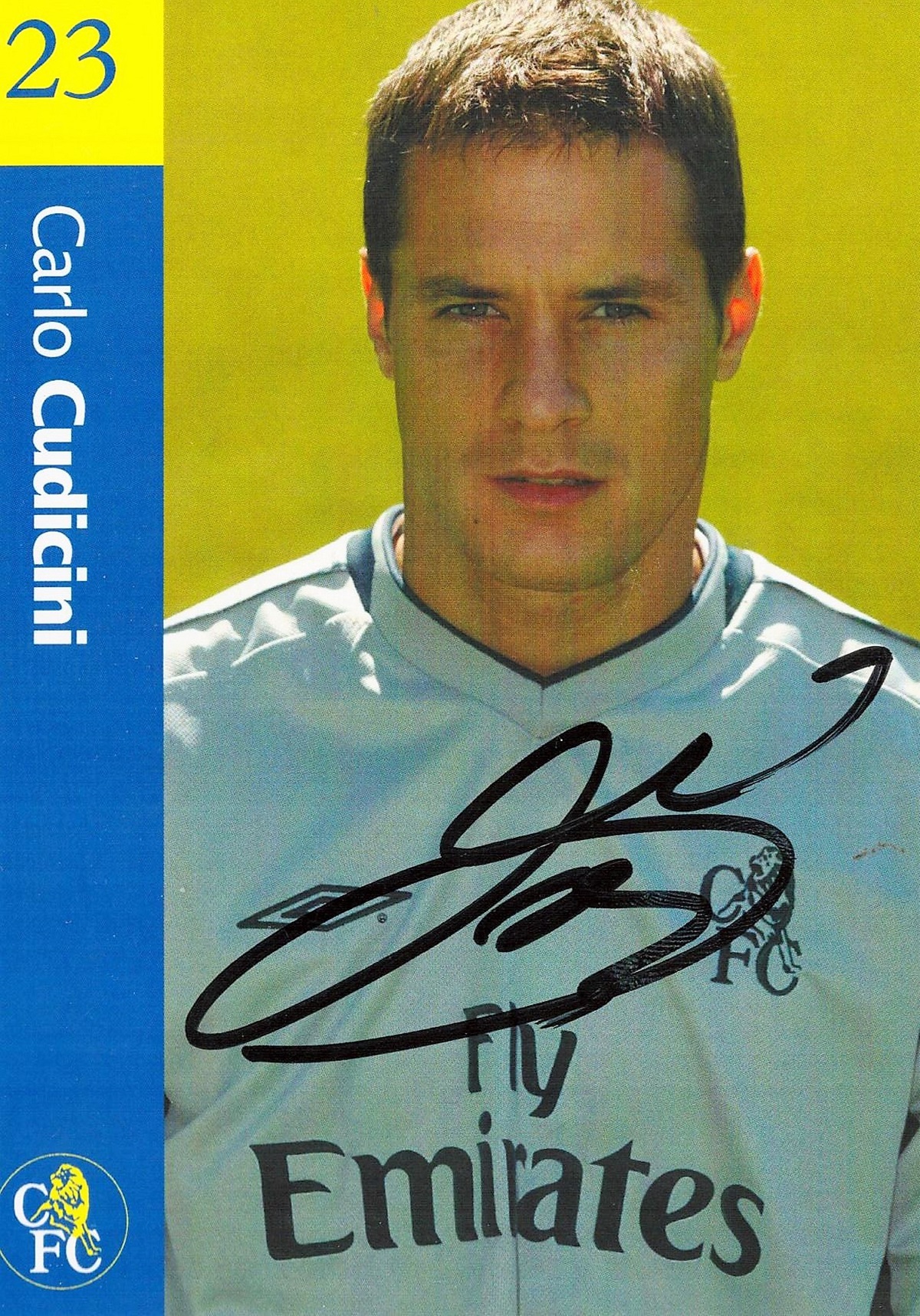 Football. Chelsea. Carlo Cudicini Signed Official Chelsea FC player mounts. 6x5 inches in size. Good