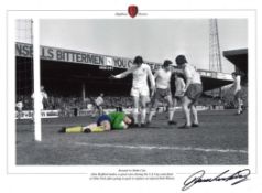 Football, John Radford signed 16x12 colourised photograph pictured as he makes a save during the
