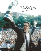 Football Bobby Moncur 10x8 Signed Colour Photo Pictured Parading The Fairs Cup After Newcastle